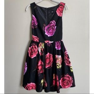 ASOS Pop Art Rose Print Fit & Flare Dress Size 4